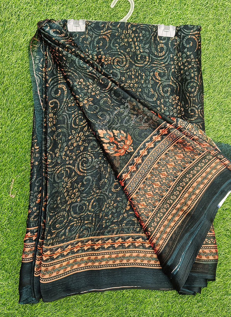 Latest Printed Satin Chiffon Saree