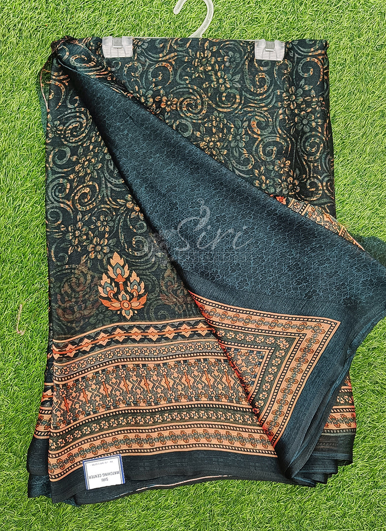 Latest Printed Satin Chiffon Saree