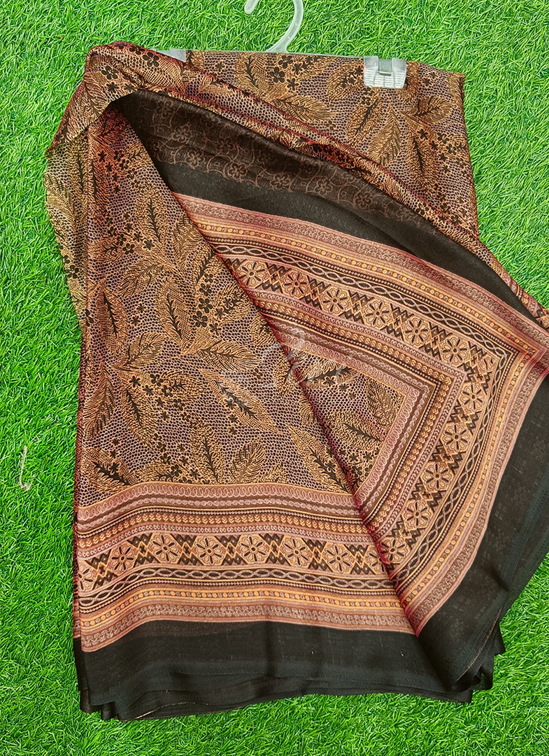 Latest Printed Satin Chiffon Saree