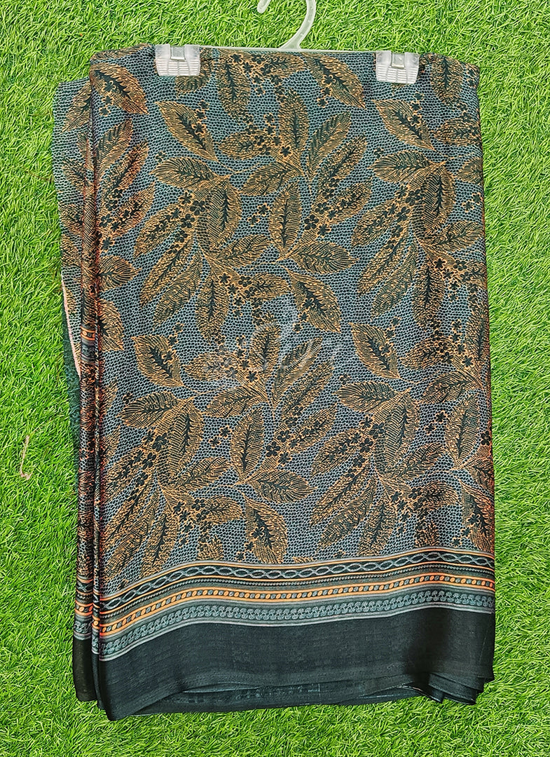 Latest Printed Satin Chiffon Saree