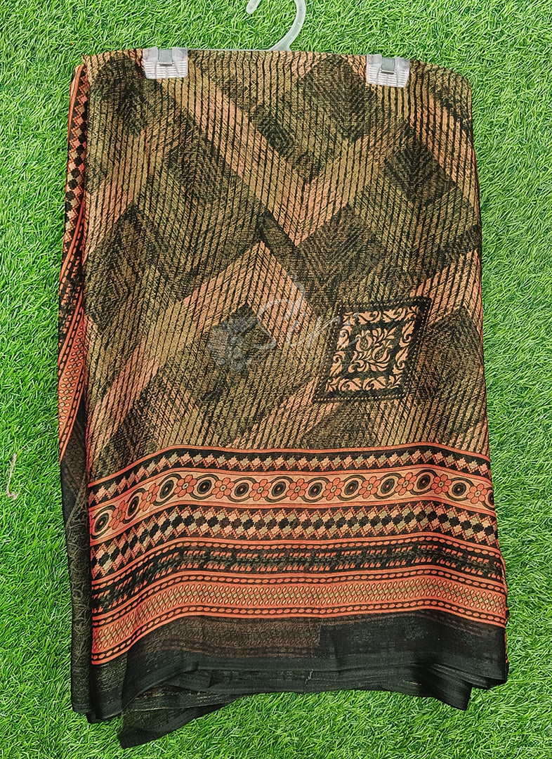 Latest Printed Satin Chiffon Saree