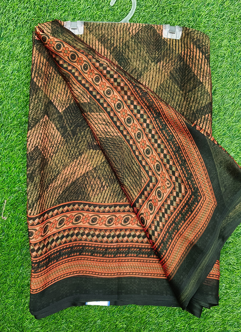 Latest Printed Satin Chiffon Saree