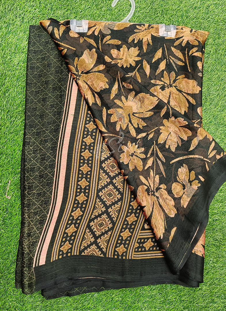 Latest Printed Satin Chiffon Saree