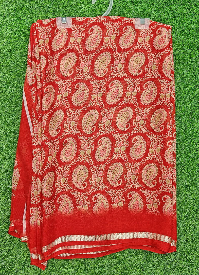 Latest Printed Chiffon Saree with Blouse