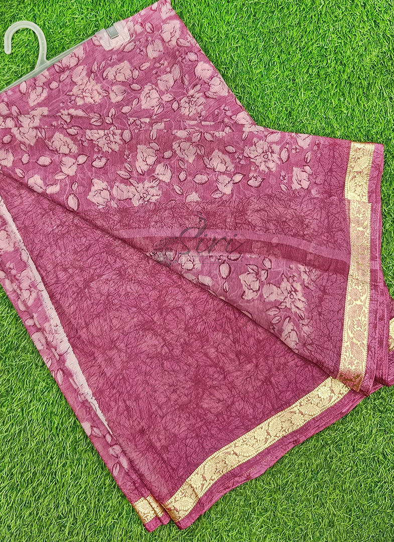 Latest Printed Chiffon Saree with Blouse