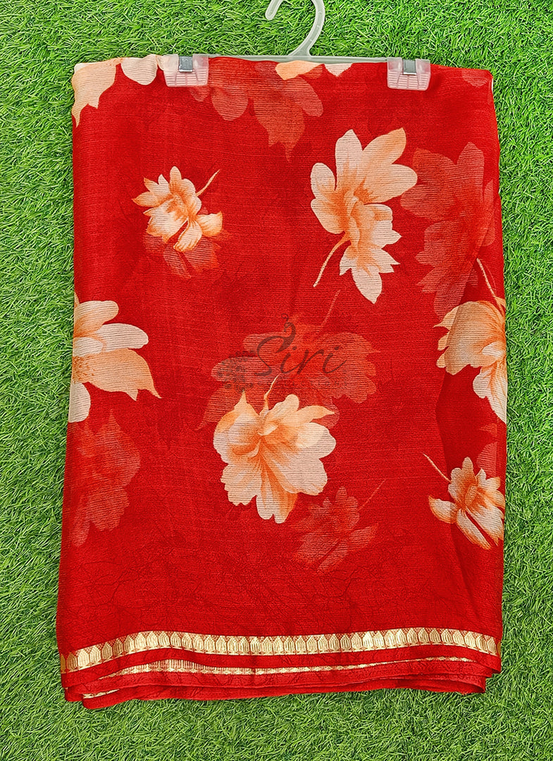 Latest Printed Chiffon Saree with Blouse
