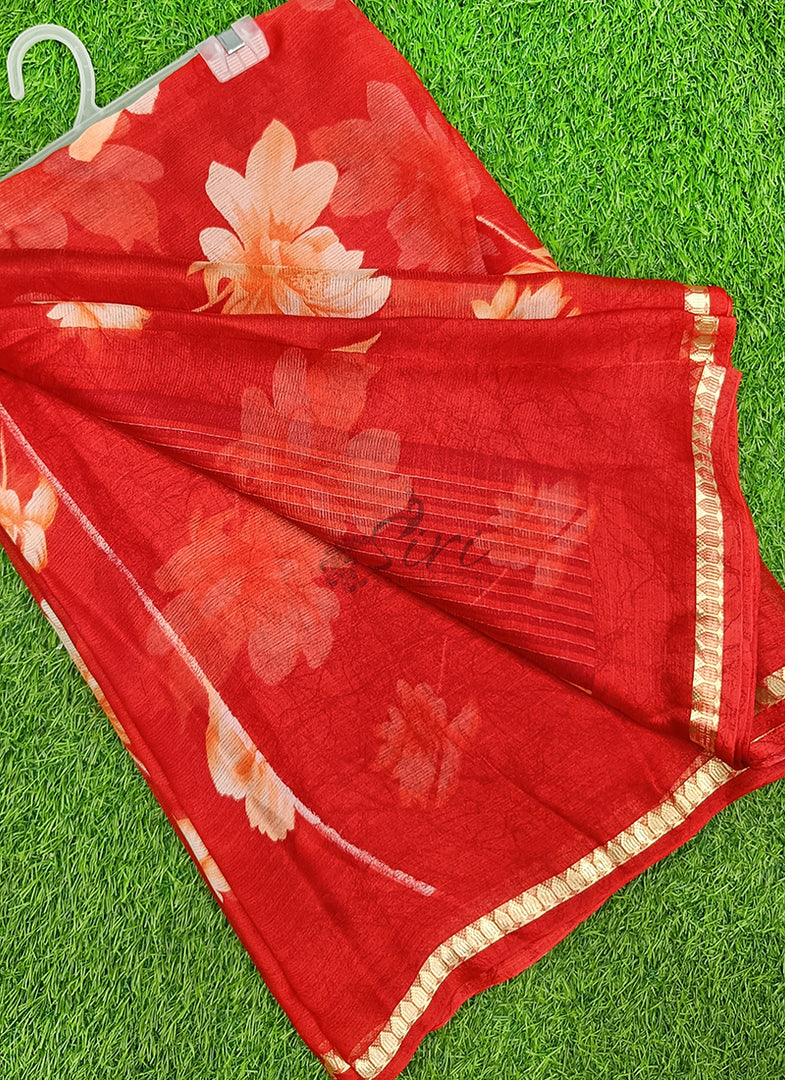 Latest Printed Chiffon Saree with Blouse
