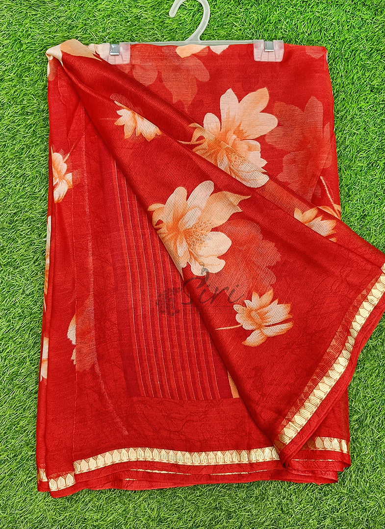 Latest Printed Chiffon Saree with Blouse