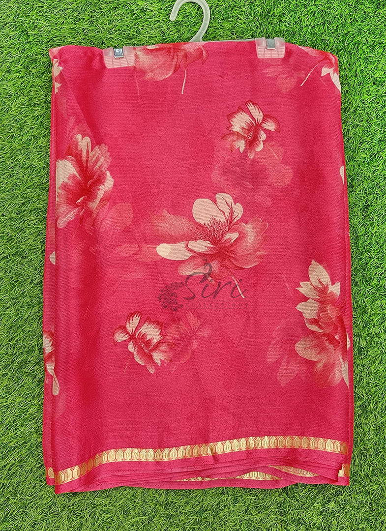 Latest Printed Chiffon Saree with Blouse