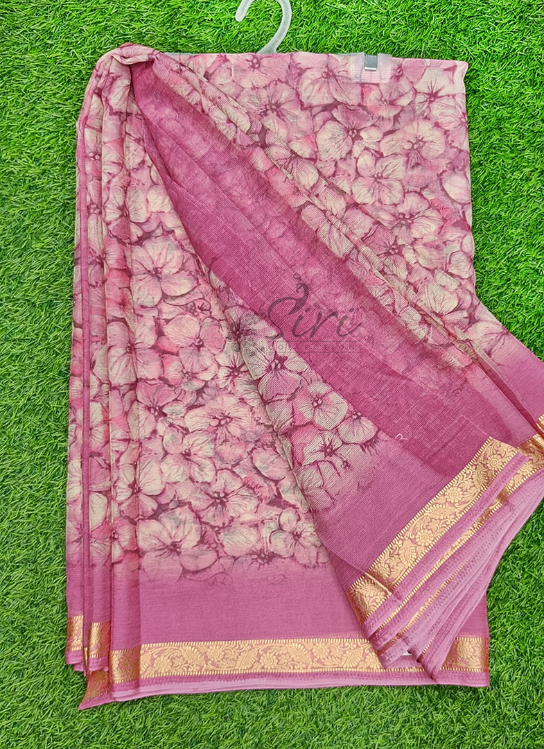 Latest Printed Chiffon Saree with Self Border