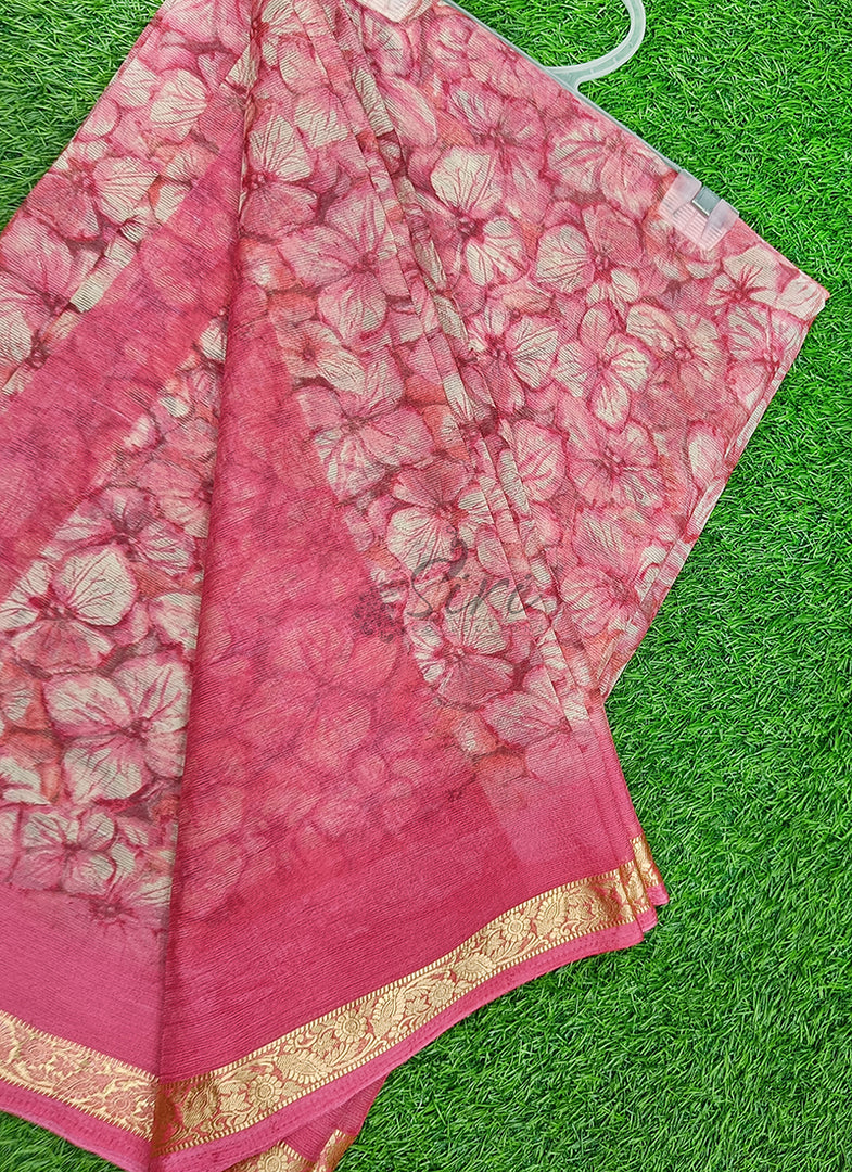 Latest Printed Chiffon Saree with Self Border