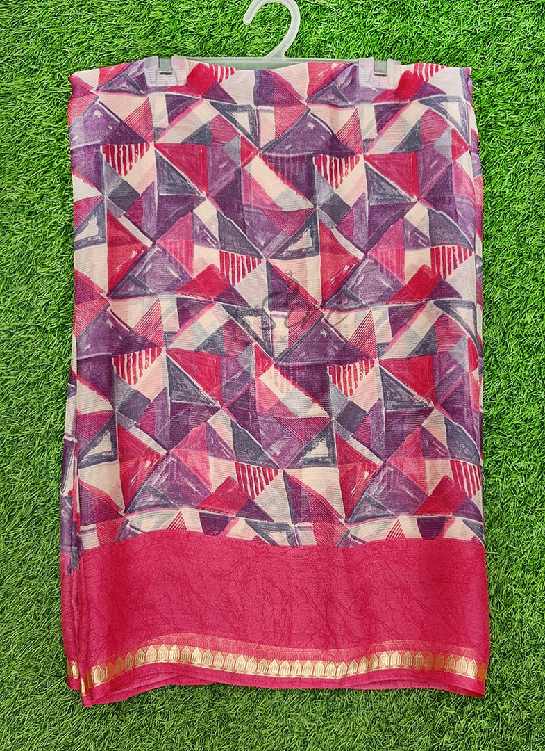 Latest Printed Chiffon Saree with Self Border