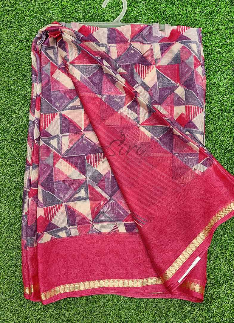 Latest Printed Chiffon Saree with Self Border