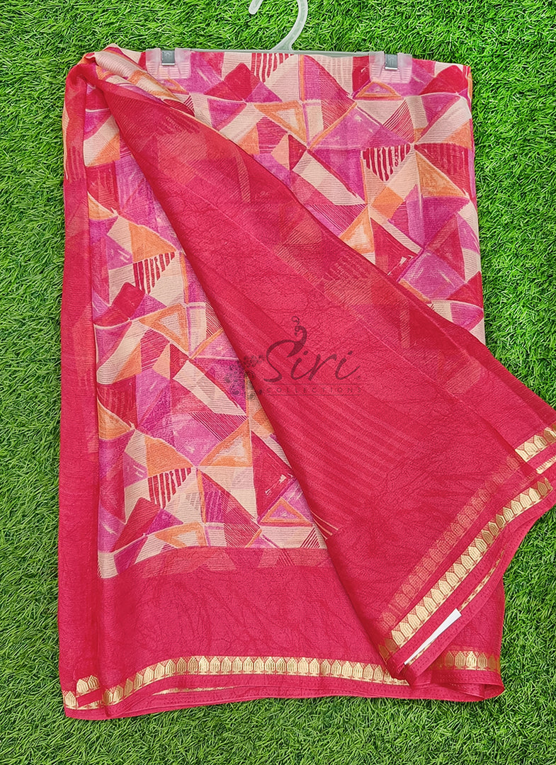 Latest Printed Chiffon Saree with Self Border