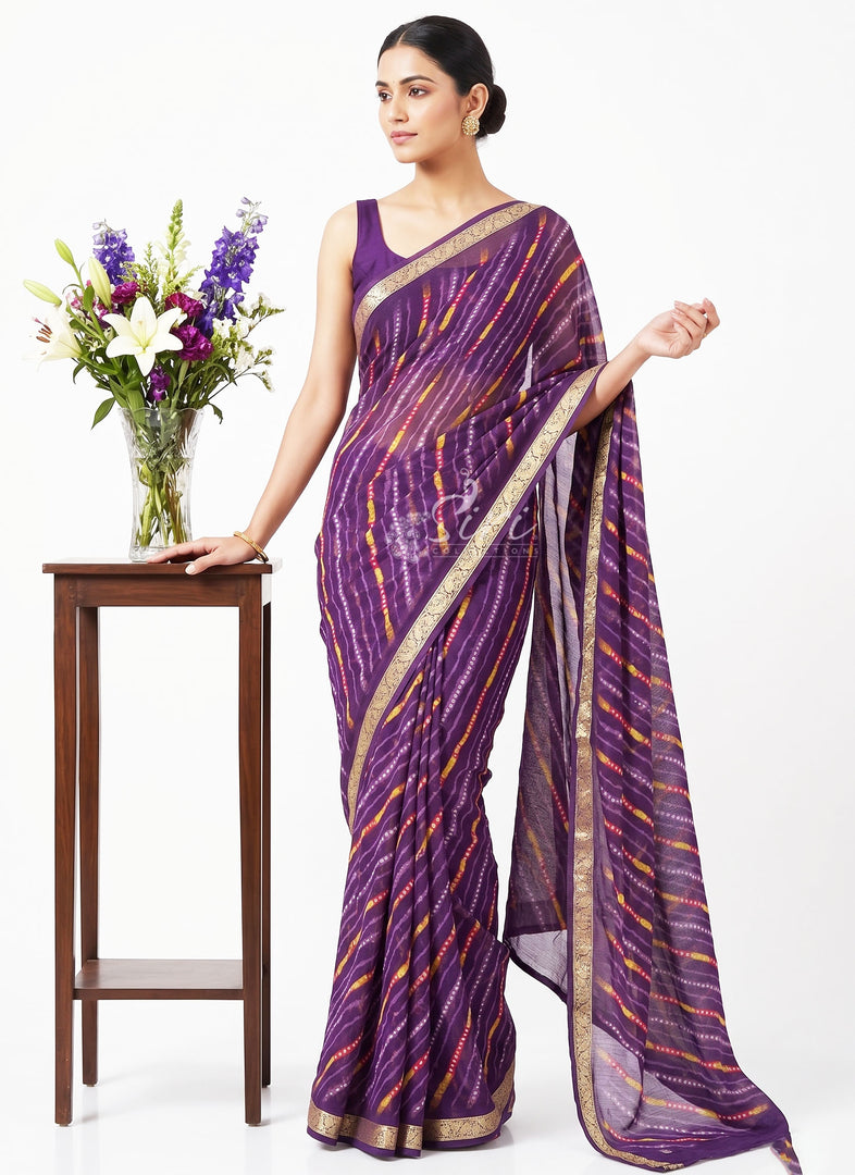 Latest Printed Chiffon Saree with Self Border