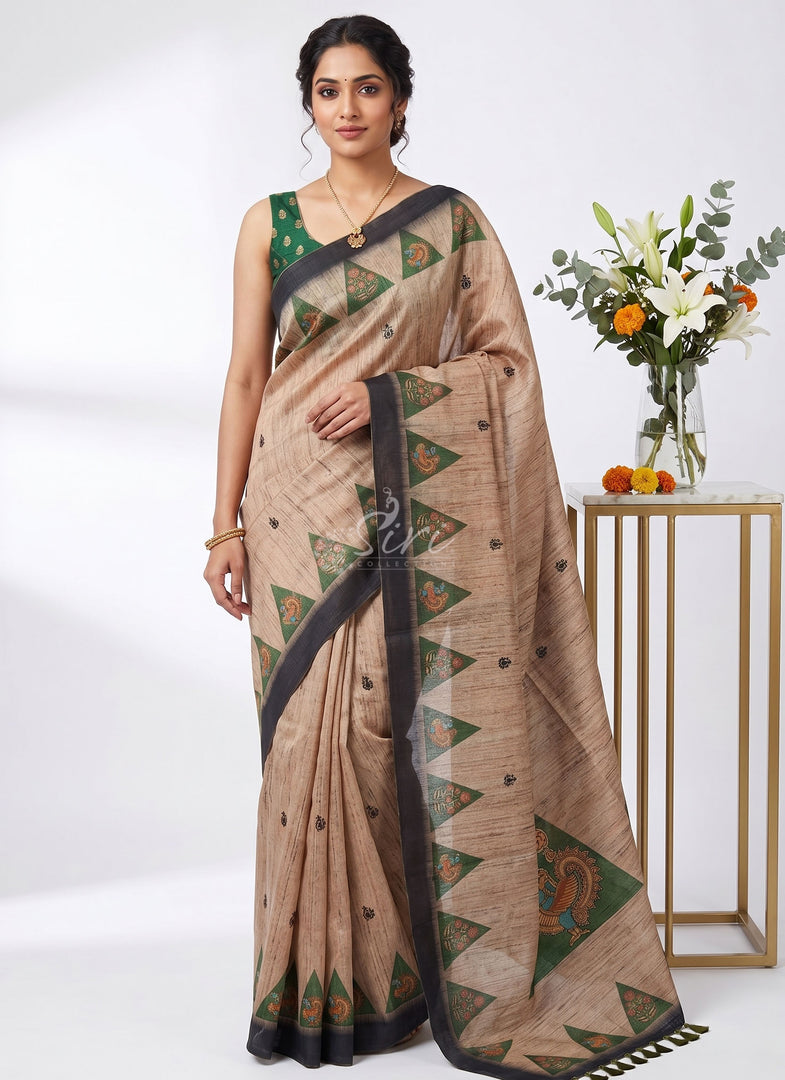 Siri Collections Latest Digital Print Chanderi Saree with Blouse