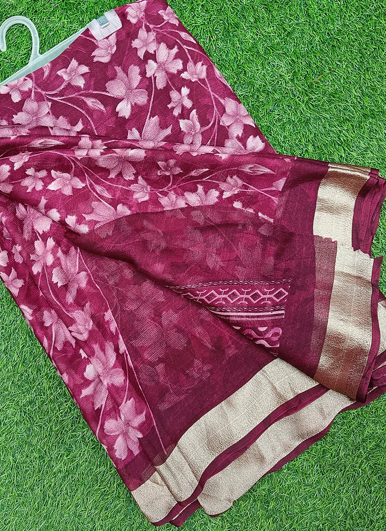 Latest Printed Chiffon Saree in Fancy Borders
