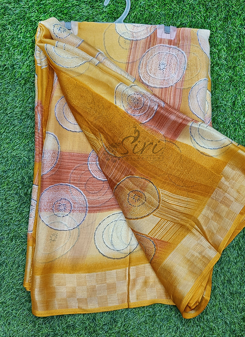 Latest Printed Chiffon Saree in Fancy Borders