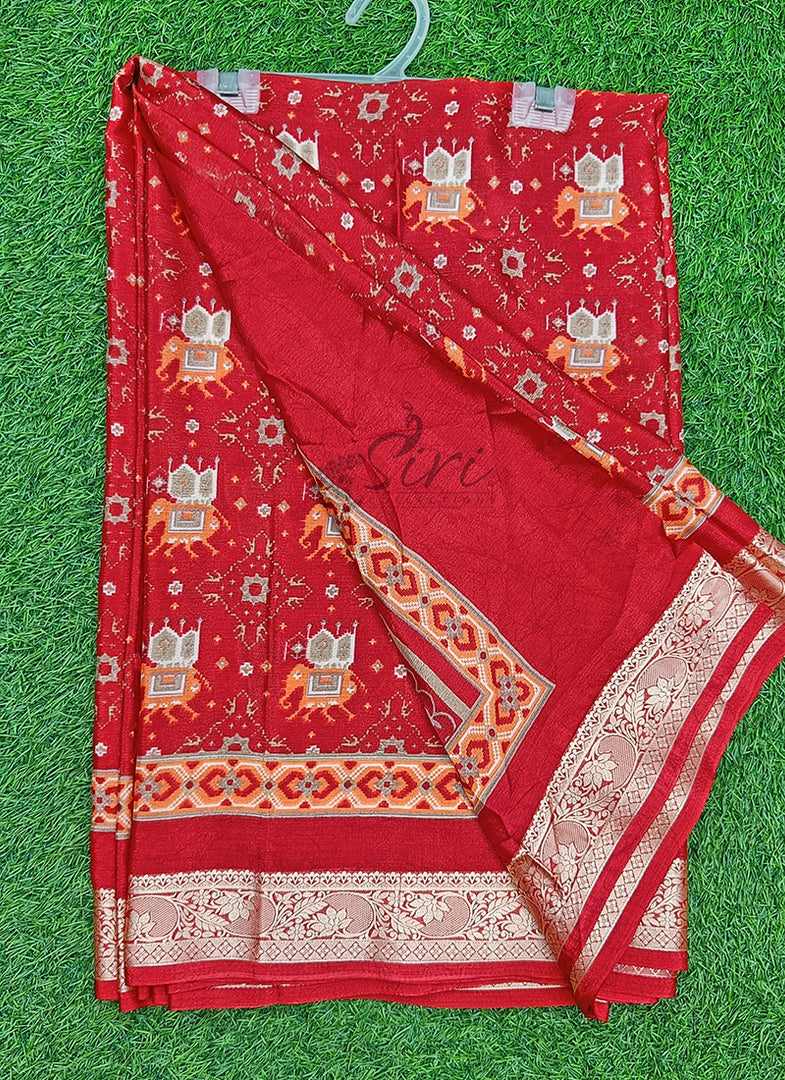 Latest Printed Fancy Chinon Crepe Saree