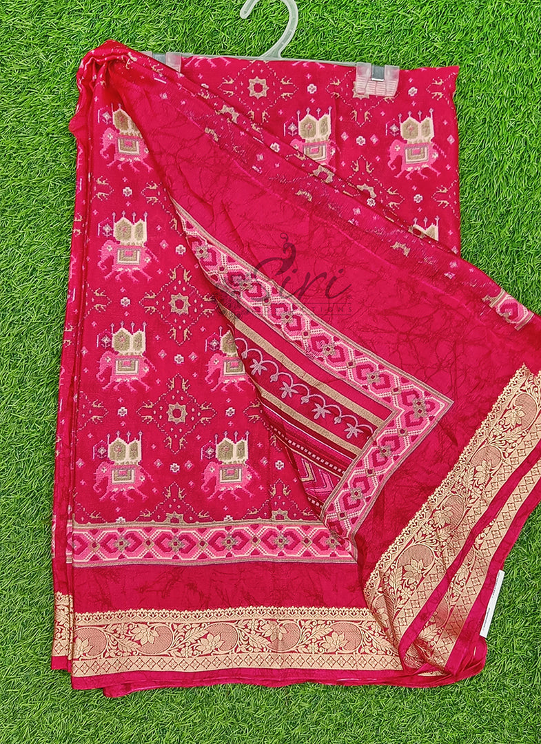 Latest Printed Fancy Chinon Crepe Saree