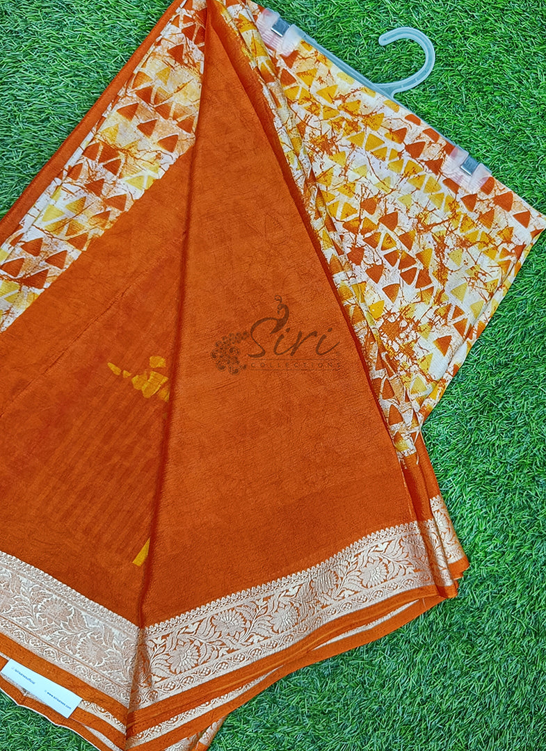 Latest Printed Fancy Chinon Crepe Saree
