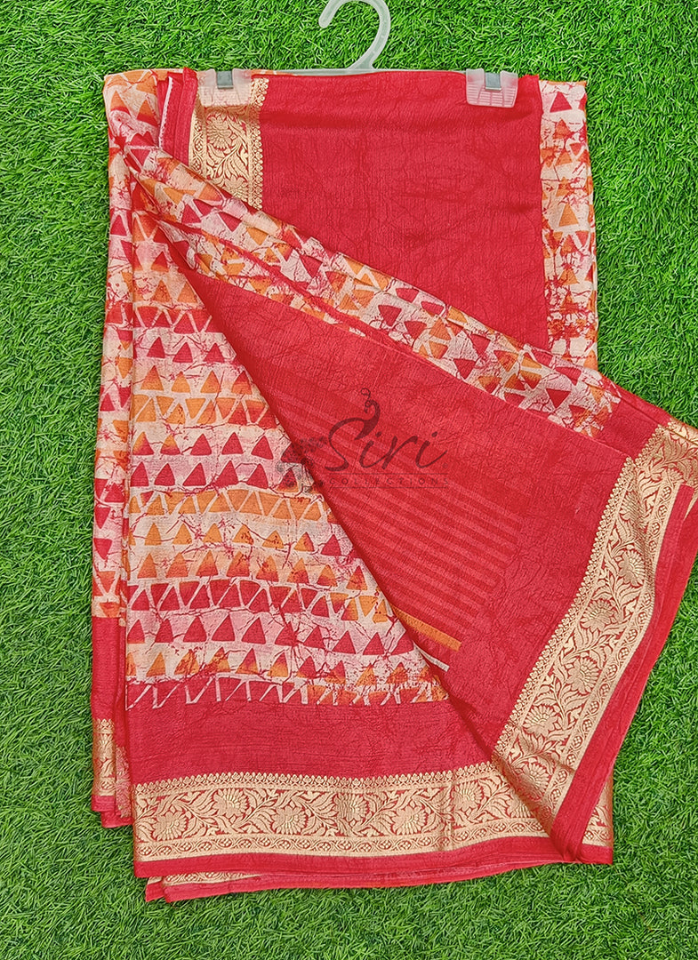 Latest Printed Fancy Chinon Crepe Saree