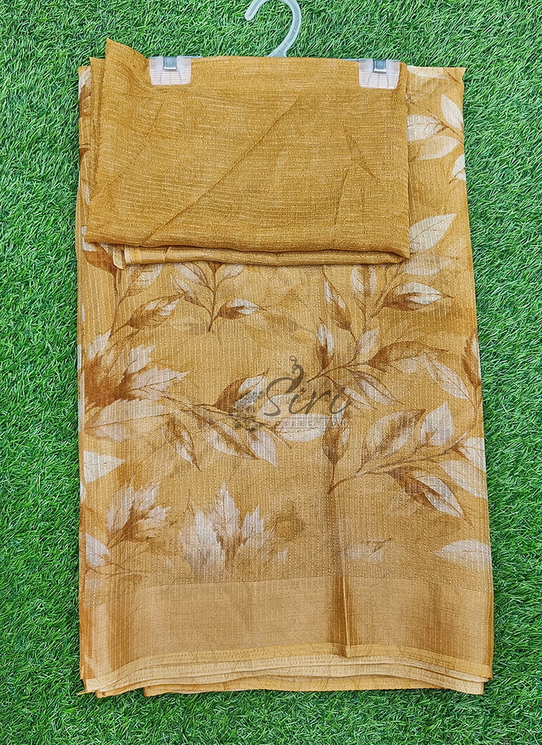 Latest Printed Chiffon Saree in Jute Stripes