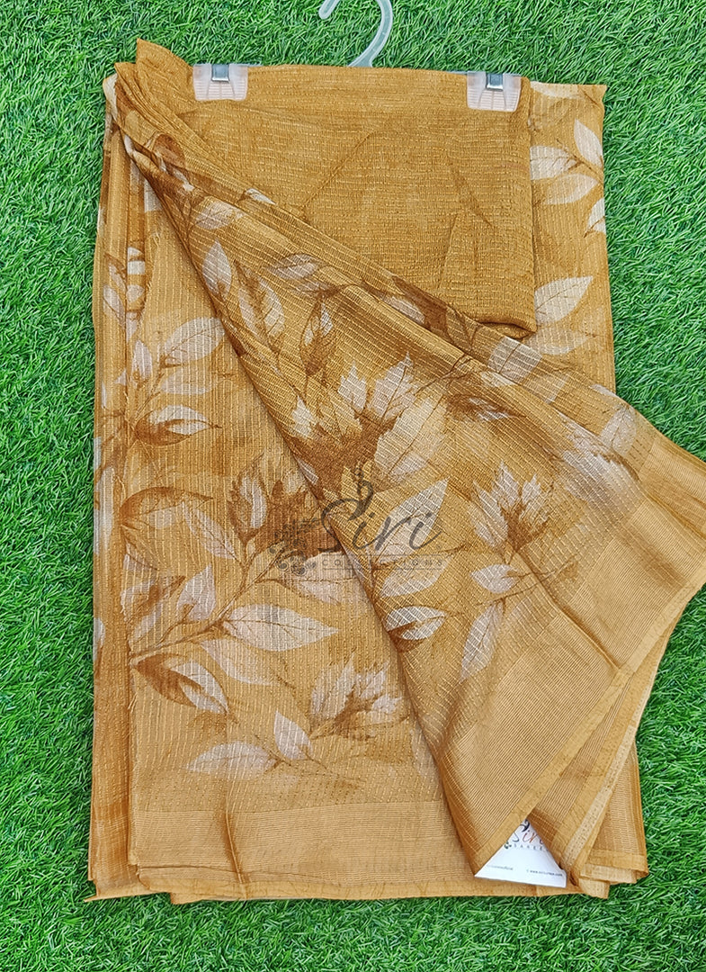 Latest Printed Chiffon Saree in Jute Stripes