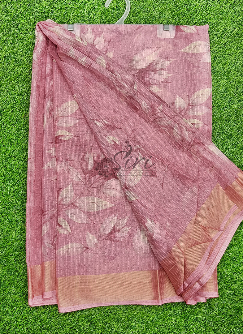Latest Printed Chiffon Saree in Jute Stripes