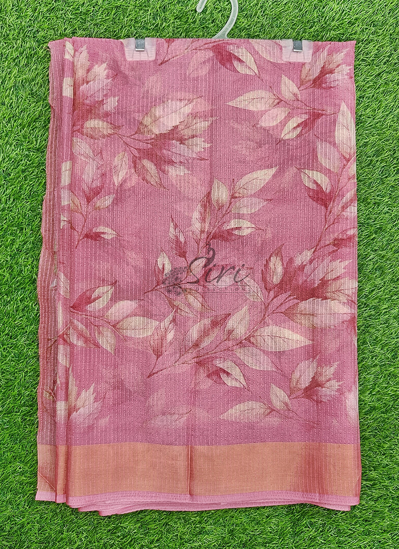 Latest Printed Chiffon Saree in Jute Stripes
