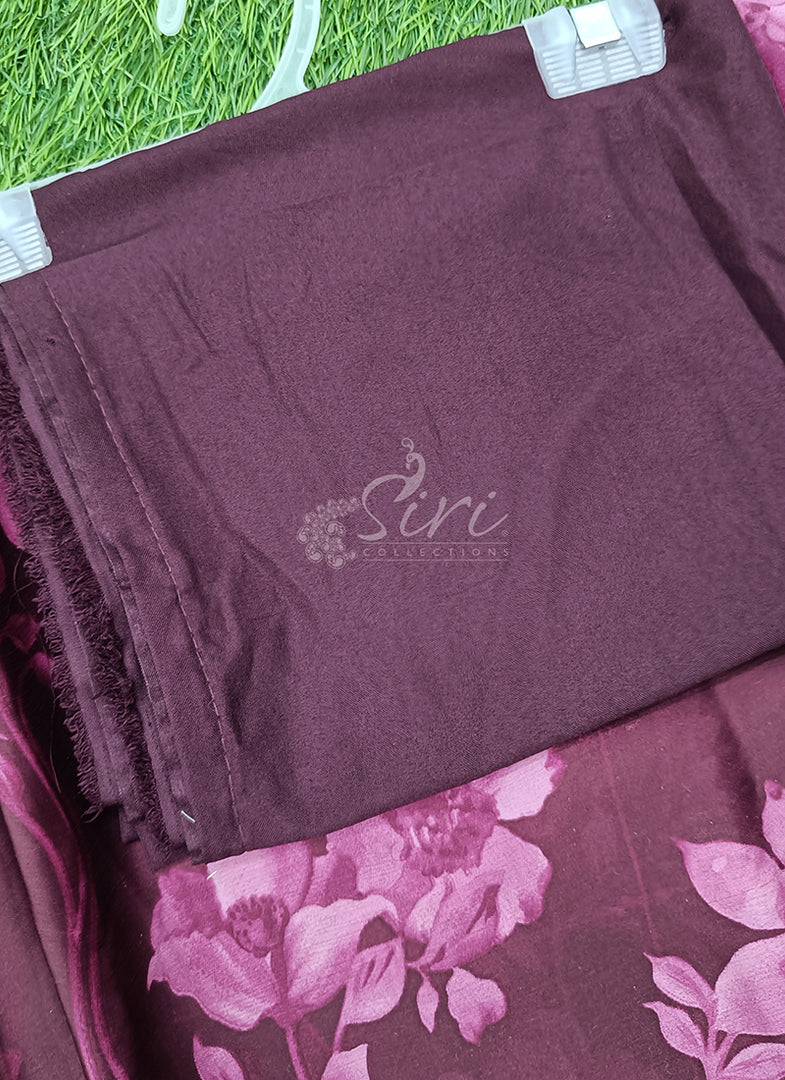 Beautiful Floral Printed Satin Chiffon Saree