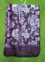 Load image into Gallery viewer, Beautiful Floral Printed Satin Chiffon Saree