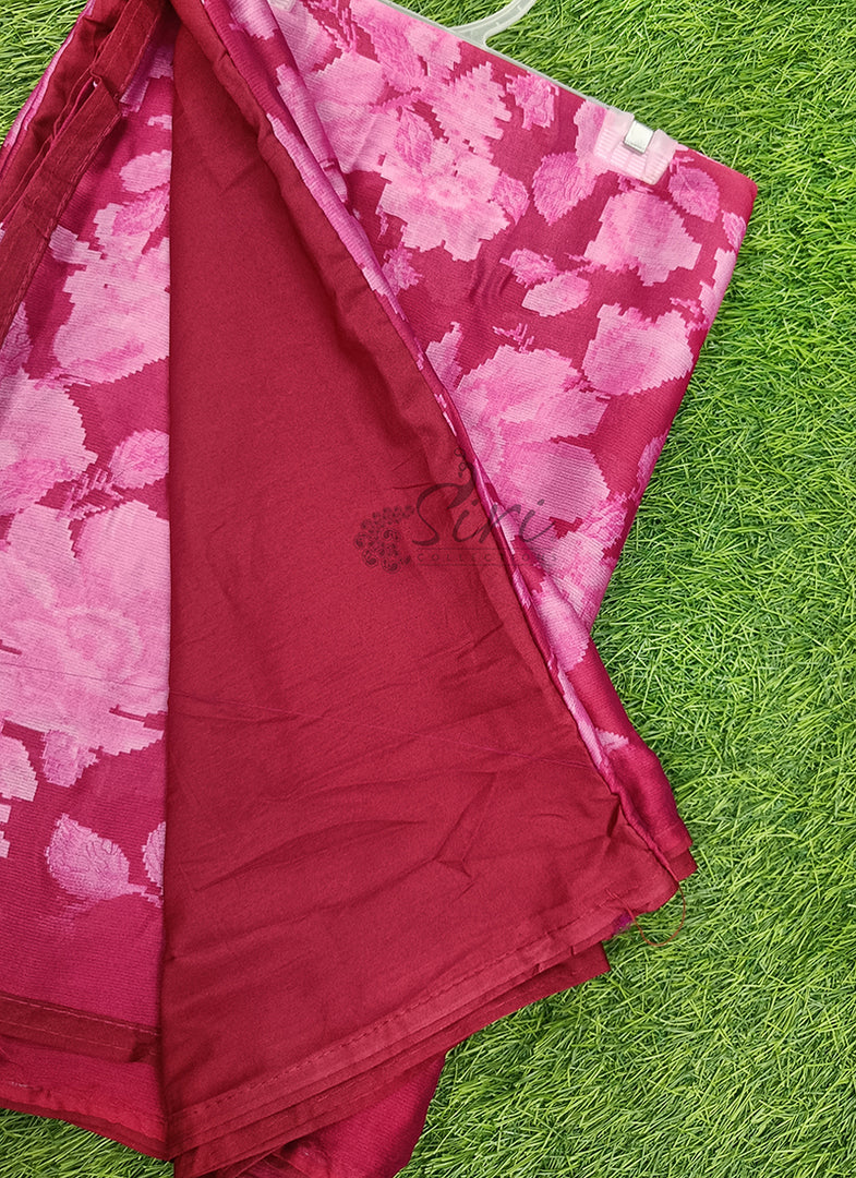 Beautiful Floral Printed Satin Chiffon Saree