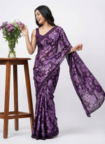 Load image into Gallery viewer, Beautiful Floral Printed Satin Chiffon Saree