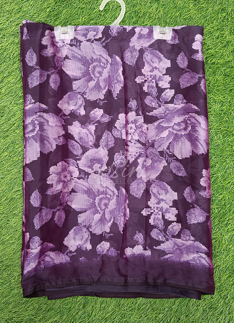 Beautiful Floral Printed Satin Chiffon Saree