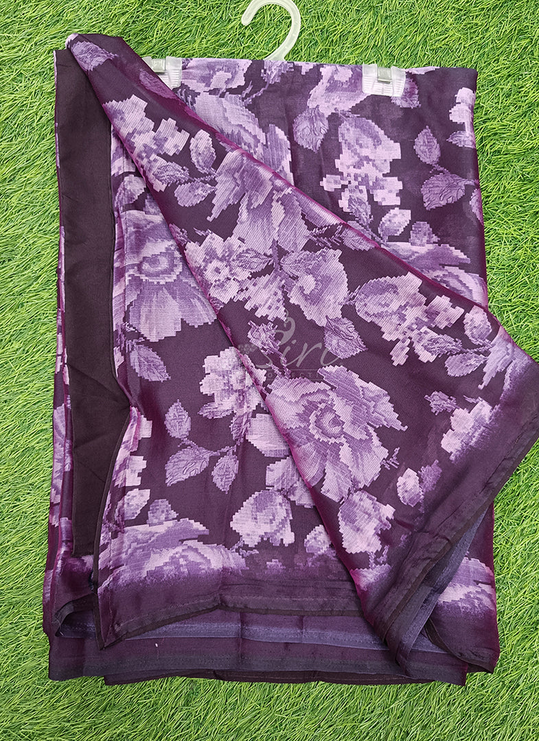 Beautiful Floral Printed Satin Chiffon Saree