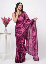 Load image into Gallery viewer, Beautiful Floral Printed Satin Chiffon Saree