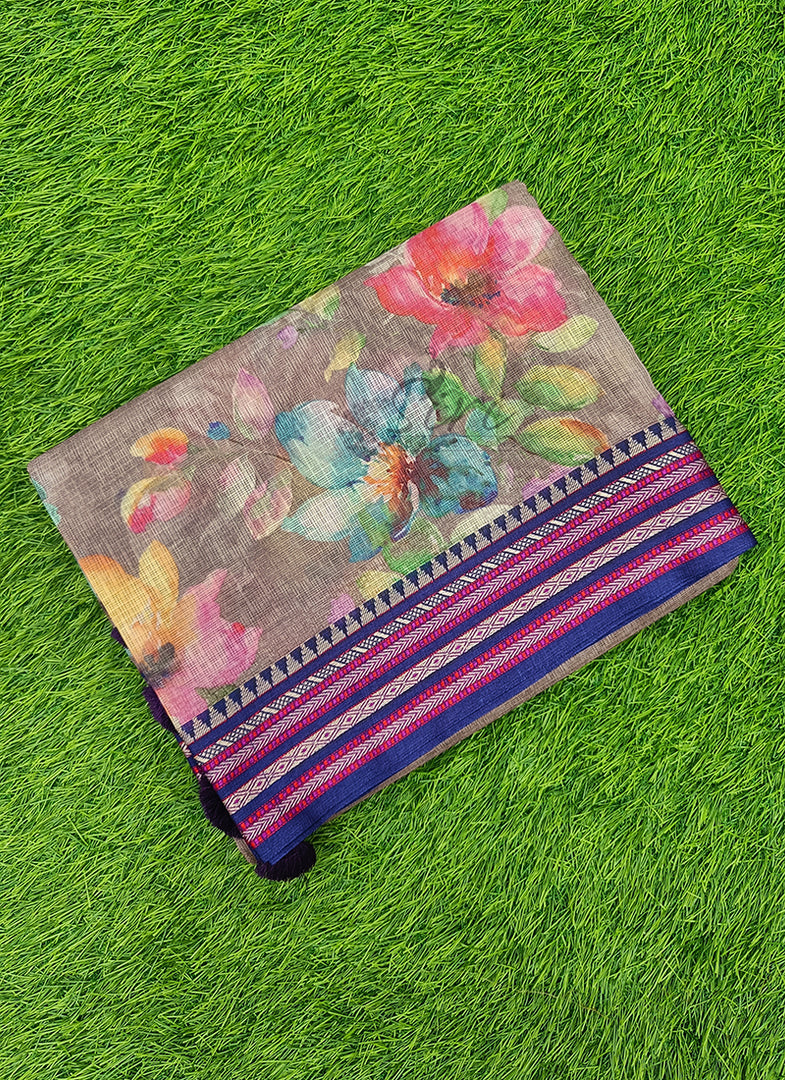 Beautiful Floral Digital Prints on Pure Kota Saree