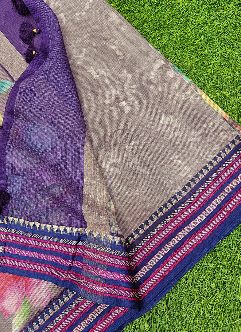 Beautiful Floral Digital Prints on Pure Kota Saree