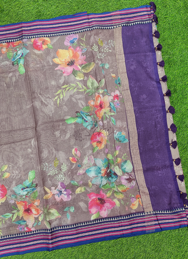 Beautiful Floral Digital Prints on Pure Kota Saree