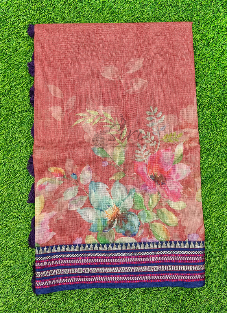 Beautiful Floral Digital Prints on Pure Kota Saree