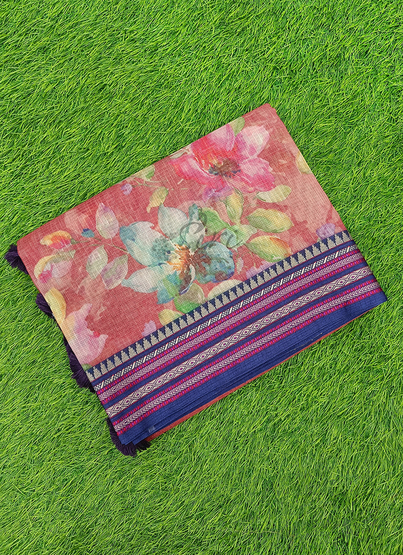 Beautiful Floral Digital Prints on Pure Kota Saree