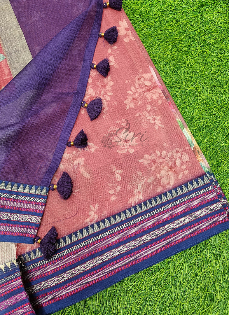 Beautiful Floral Digital Prints on Pure Kota Saree