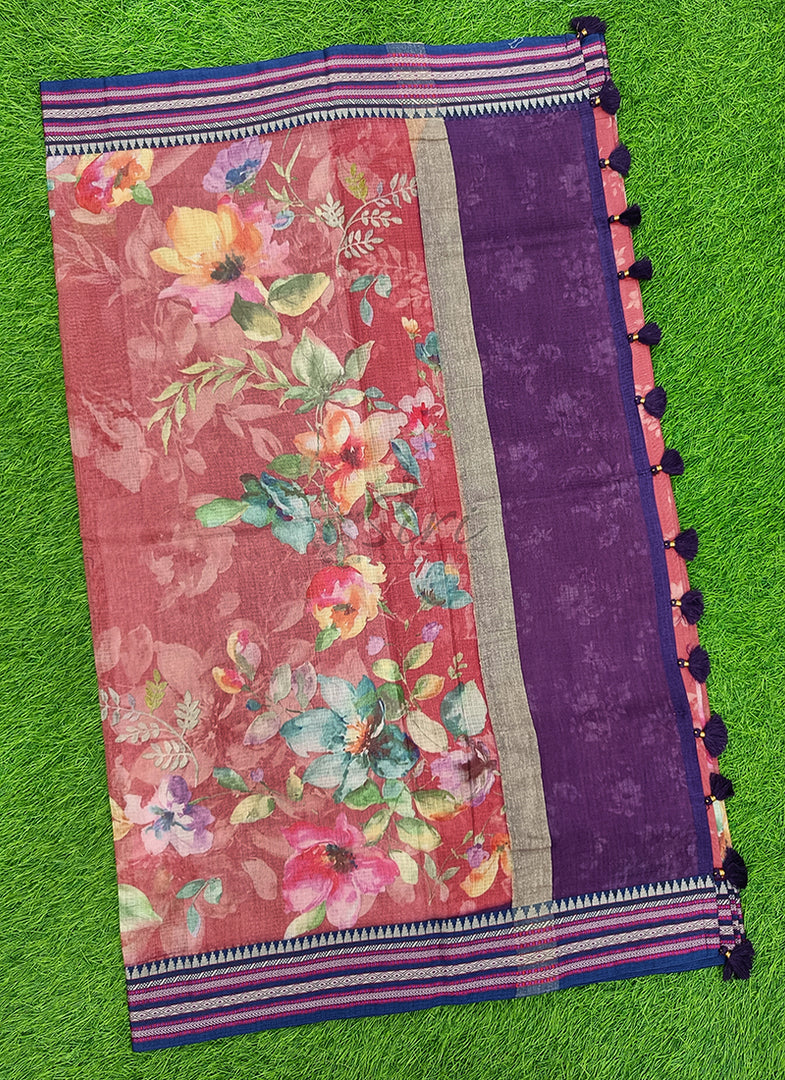 Beautiful Floral Digital Prints on Pure Kota Saree