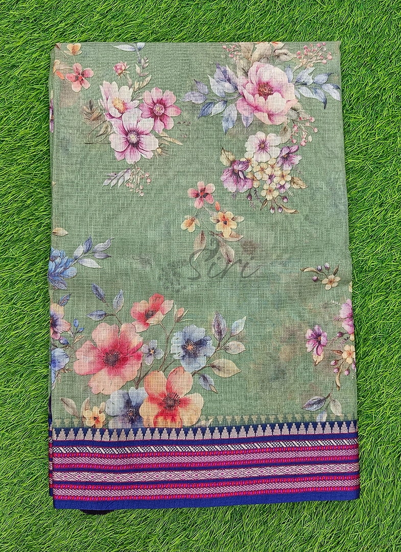 Beautiful Floral Digital Prints on Pure Kota Saree