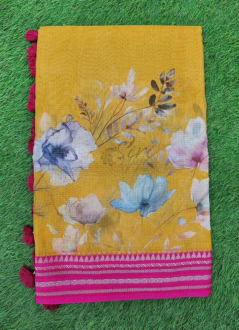 Beautiful Floral Digital Prints on Pure Kota Saree