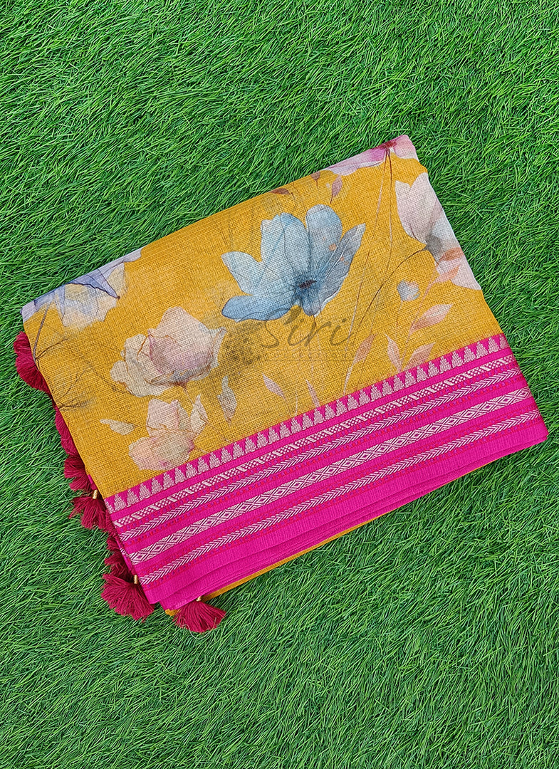Beautiful Floral Digital Prints on Pure Kota Saree
