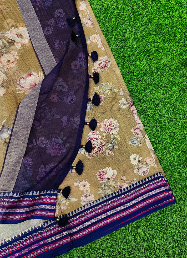 Beautiful Floral Digital Prints on Pure Kota Saree