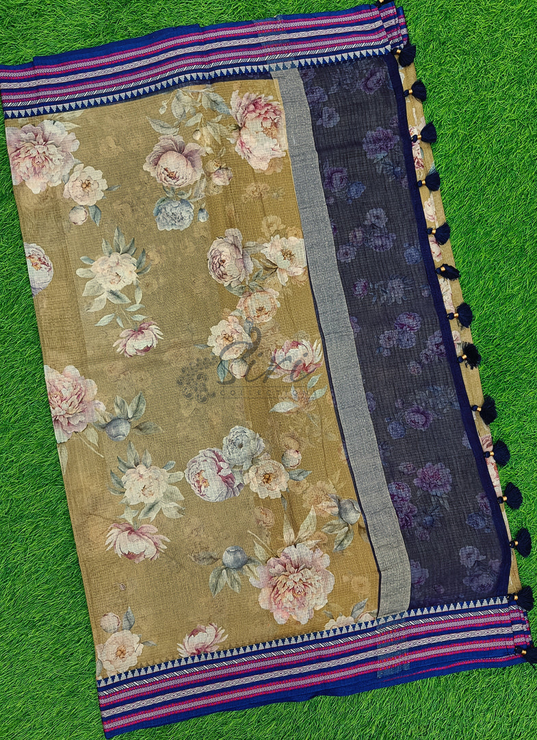 Beautiful Floral Digital Prints on Pure Kota Saree