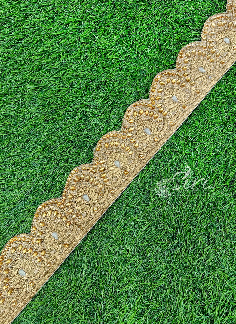 Fancy Border Lace Trim in Stones and Cutwork